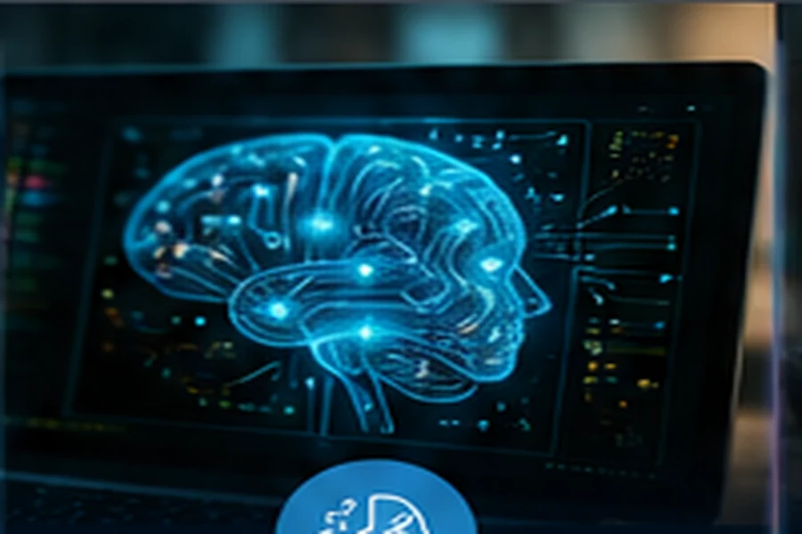 Creative artificial intelligence visual displayed on a computer workstation